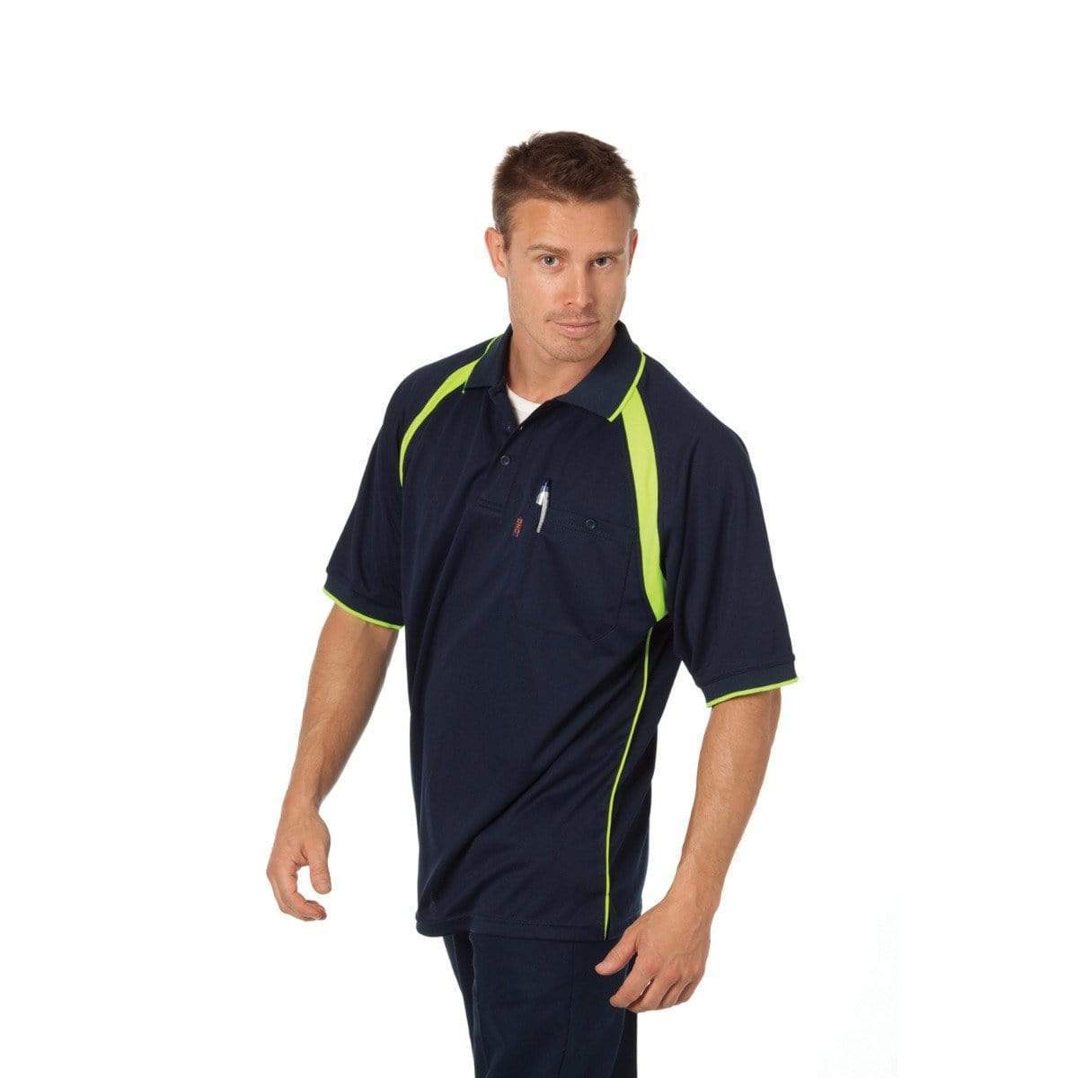 Dnc Workwear Coolbreathe Short Sleeve Contrast Polo - 5216 Work Wear DNC Workwear Navy/Yellow XS 